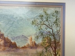 Vintage Watercolor Painting Road Runner Southwest Desert Cactus Landscape S Witt