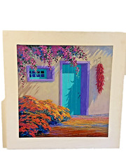 MIKKI SENKARIK “Ristra Shadows” Original Oil Painting Southwest Adobe Chili Rist