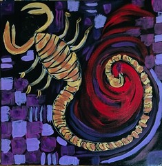 Zodiac Scorpio Scorpion Acrylic on Canvas Painting Diane Green Original 12″x12″