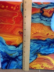 Abstract Wall Art Fluid Resin Vibrant Orange Blue Modern 12 X 12” Gift