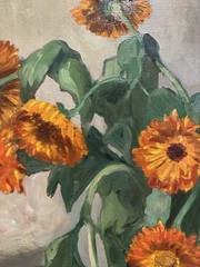 Julius Delbos „Marigolds“ SIGNED 31″x28.5″ Oil on Canvas