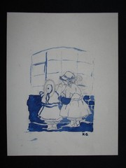 Original Ink and Pencil Sketch Initialled K.G. – Kate Greenaway 1846 – 1901