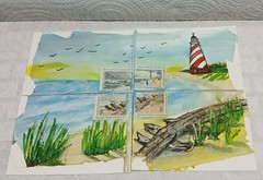 Postal Whimsy™ ACEO OOAK – National Parks Centennial 4‑Pane Stamp Panel