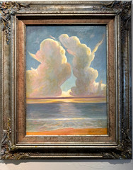 Beautiful Sky Clouds Calm Water oil painting Belgian Linen Framed Yasami 24″x 20