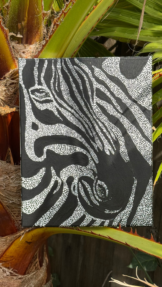 Original Zebra Painting Colorful Acrylic Mini Wall Art Whimsical Animal Decor