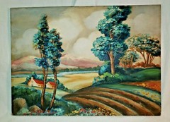 2 Original OIL PAINTINGS L J BUNDA signed on Board SAILBOATS ocean LANDSCAPE
