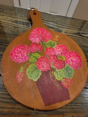Large Wood Paddle Hand Painted Floral Cutting Board/Wall Art Hydrangea Pink