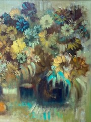David Edwards VTG 1970’s Floral Fruit Still life Impressionism Abstract Painting