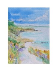 Aceo Painting By Kenna Seascape 2.5” X 3.5” Signed Original
