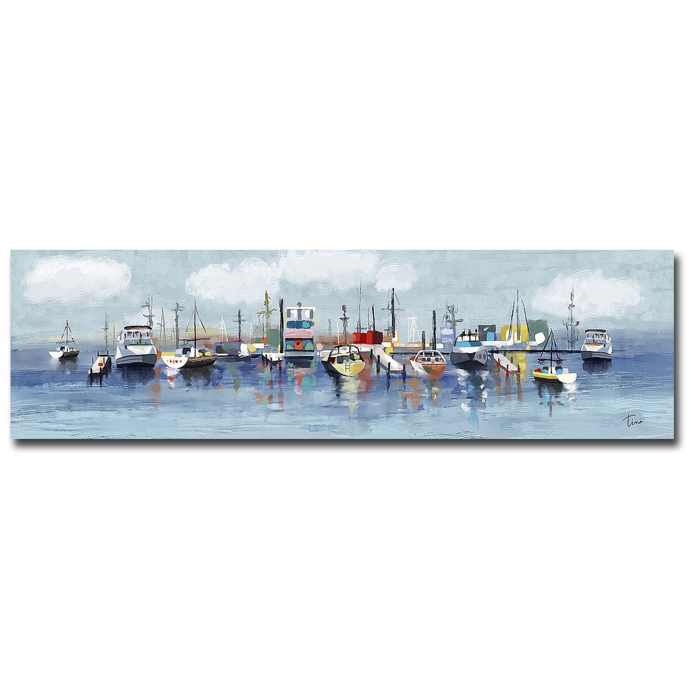 Marina in the Fog by Tina Finn Gallery-Wrapped Canvas Giclee Art (12 in x 42 in)