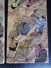 Thai Floating Market Aet on Board 2 Panels Signed Thanom