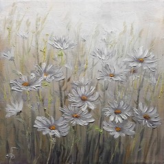 White Flowers Original Oil Painting Original Floral Wall Art Canvas Decor 10×10