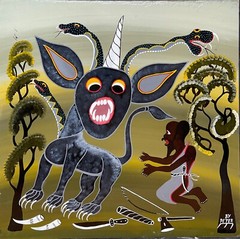 PETER MARTIN’s ONE-HORNED THREE-SNAKE PEOPLE EATER Classic Tingatinga