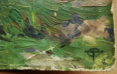 Ukrainian Soviet USSR Oil Painting impressionism realism landscape path outskirt