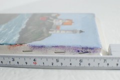 Oil on Canvas Lighthouse on the Ocean by Herbert Crooks Sealed 6.75 x 4.75 in