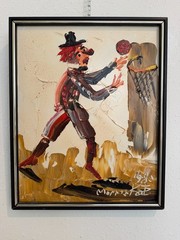 1980 Morris Katz (1931–2010) Original Oil Painting Clown Impasto Palette Knife