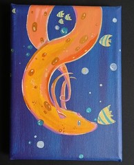 Original Quiet Creatures OOAK Fantasy Whimsical Fantasy 5×7 Painting, Signed Art