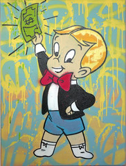Golden Karats original Painting / richie rich art banksy stik Alec M warhol kaws