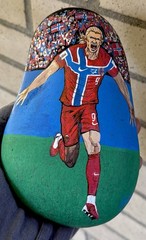 Haaland Norways Beast! World Cup Player Painted On Rock Both Sides Approx 8x5x2