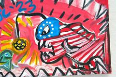 JAWS AMERICAN ANGLER FISH FLAG Jr CHARLIE FAST OUTSIDER POLITICAL FOLK POP ART