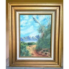 Oil Painting Desert Southwest Arizona California Mountains Signed 1970s MCM