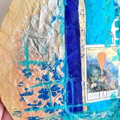 Filtered 4 Original Art Acrylic Collage Painting Round Artwork 7.75in Diameter