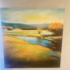 Impressionism Oil Painting Landscape with River and Trees on Canvas, Unframed