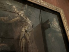 Antique 17-18th Century Painting Oil On Canvas Under The Glass Old Masters