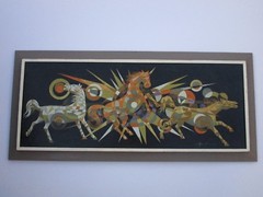 Mid Century Modern Painting Horses Cubist Cubism Abstract Modernism Listed Art