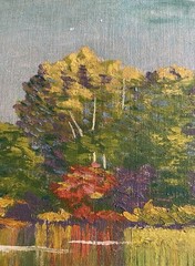Vintage New Hampshire, White Mountains , Lake Chocorua Signed O/B guilt Frame￼￼￼