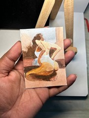Contemporary Female Figurative ACEO Original Watercolor Painting Art Card OOAK