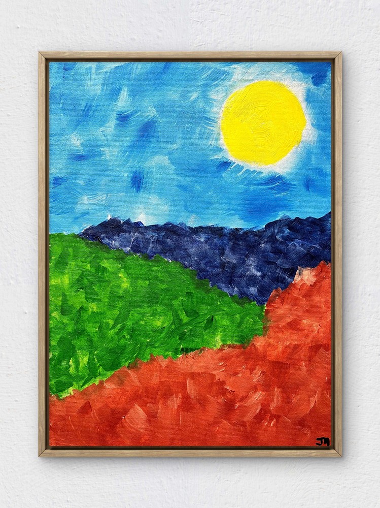 RiverRunArt Original Coastal Abstract 12×16 Acrylic Canvas Sunset Wall Art
