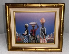 Personal Preference Art Signed Oil Fabric African Painting Texture Framed Canvas