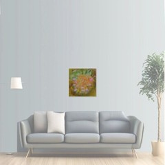 Pink and orange Poppies original painting 20 x 20 inch contemporary by Fallini