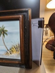 Seascape Beach Palm Trees Scene Framed Original Signed Oil Painting 12×14″
