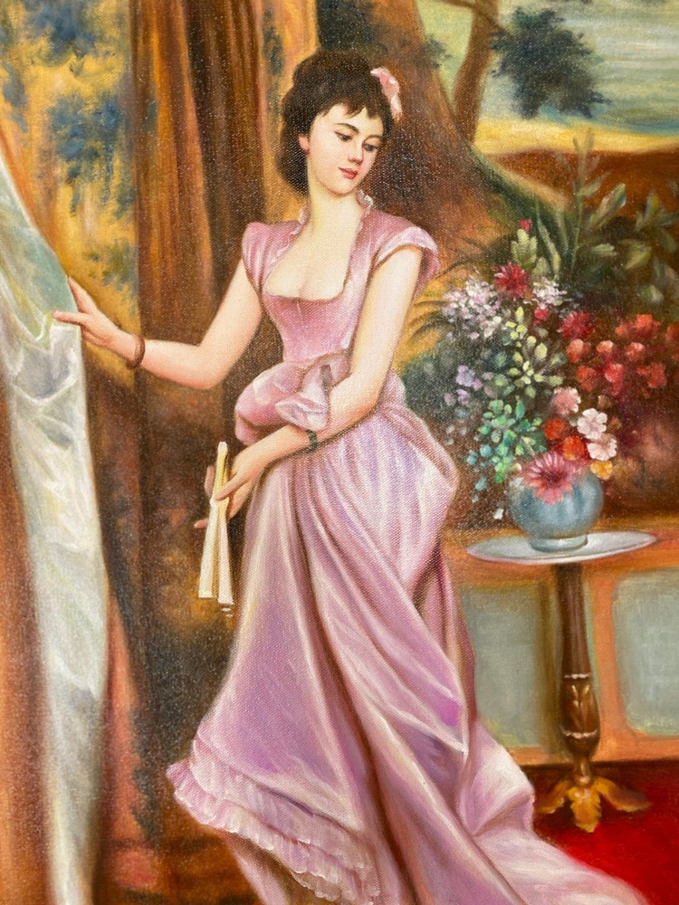 Handmade Beautiful Young Lady Portrait Oil Painting on Canvas 20″ x 24″