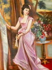 Handmade Beautiful Young Lady Portrait Oil Painting on Canvas 20″ x 24″