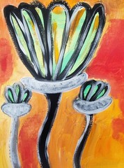 Original Abstract 8×10 Painting On Heavy paper acrylic modern Art Signed Floral