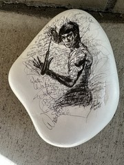 Art Painting “Bruce Lee” Sketched On A Large “rock” Waterproof