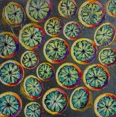 Lemons Acrylic Picture 50x50cm Modern Art Abstract Original Painting on Canvas