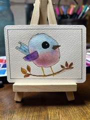 Watercolor And Ink ACEO Original Painting Of Bird On A Branch