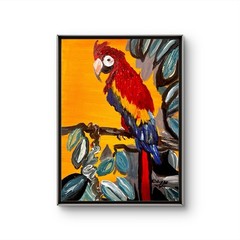 Original Nature 9×12 Acrylic Canvas Painting Birds Trees Vibrant Signed Art