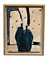 Michael Schwach Two Figures Oil Painting Expressionism Signed, Original Framed