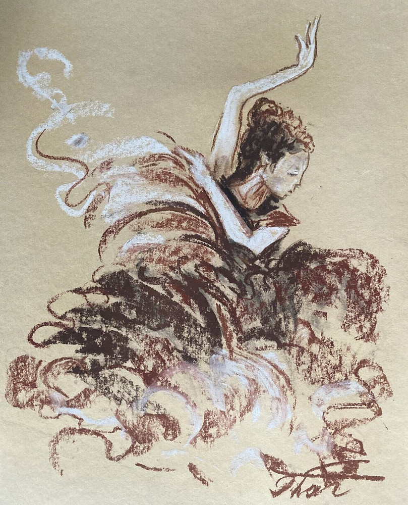 Landscape Impressionism Pastel Painting Dorothy Laz flamengo dancer