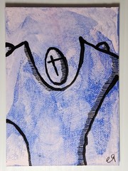 e9Art ACEO worshipping outsider art brut naive