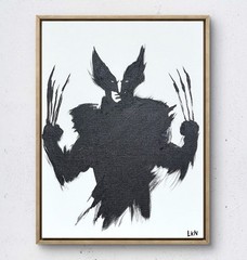 Laeknapes Monochromatic Wolverine Marvel Abstract Art 12X16 Canvas Expressionist
