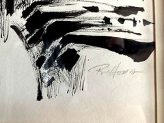 Original Sumi Ink Abstract Landscape Signed Drawing Framed 12-1/2″ x 9-3/4″