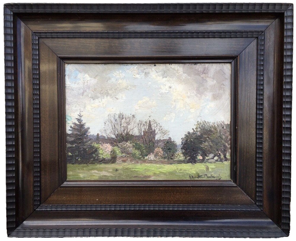 19th c. James Hamilton Mackenzie Framed Oil on Board Scotland Castle Landscape
