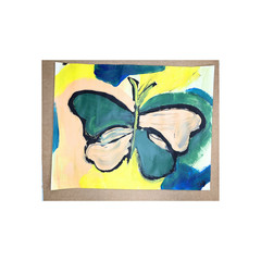 Butterfly, Abstract Expressionism 11×14 Multi-Colored Hand Painted Paper