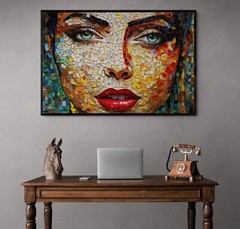 Mosaic Woman Art Print, Modern Woman Wall Art, Woman Painting Canvas, Modern Art